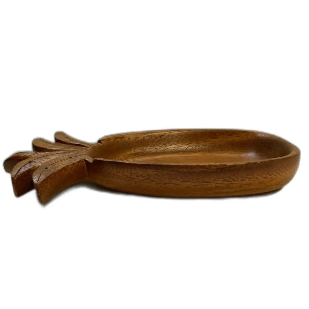 Monkey Pod Tray Pineapple Honolulu Waikiki Hawaii Bowl 9.25 x 4 inches